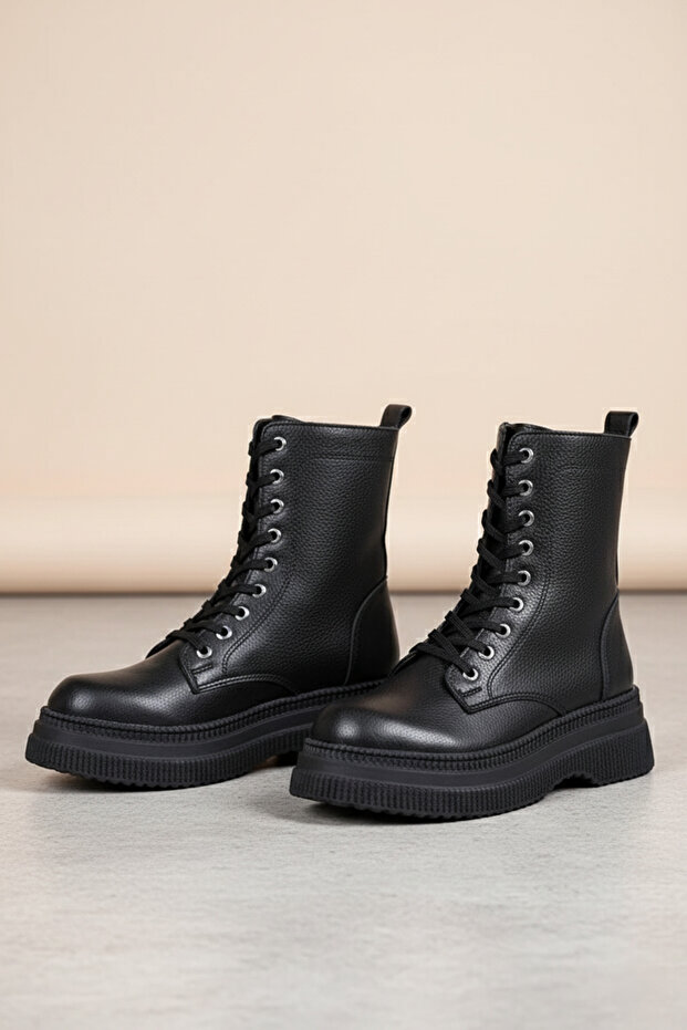 Premium Fermuarlı Kalın Taban Kışlık Kadın Bot - 2