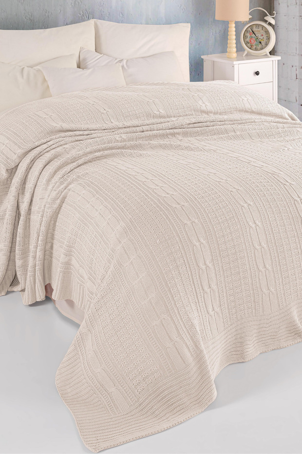 ÇİFT KİŞİLİK TRİKO ÖRGÜ YATAK ÖRTÜSÜ 220X240CM - 3