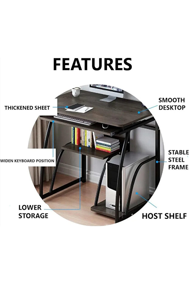 Practical computer table with stylish design and smart storage shelves - 8