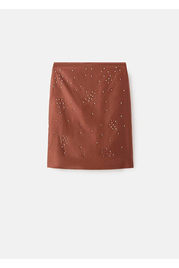 Strass taşlı midi etek - 3