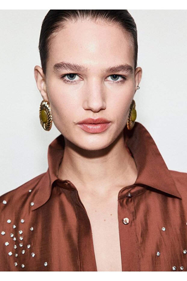 Lyocell strass taşlı gömlek - 7