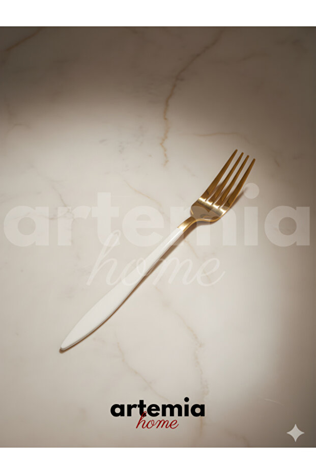 Gold Dine White 6 Piece Dessert Fork | Gold | 6 People | 18/10 Stainless Steel