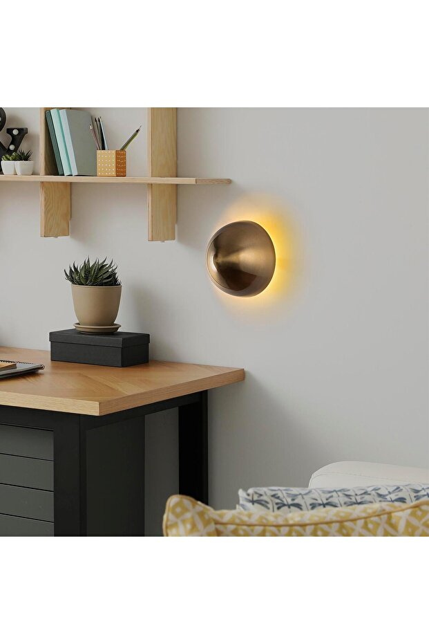 Fungal Rustik Metal Sıvama Tekli Duvar Aplik Çap 20cm,Eskitme Model Ambiyans Aydınlatma FUNGAL-13362 - 2