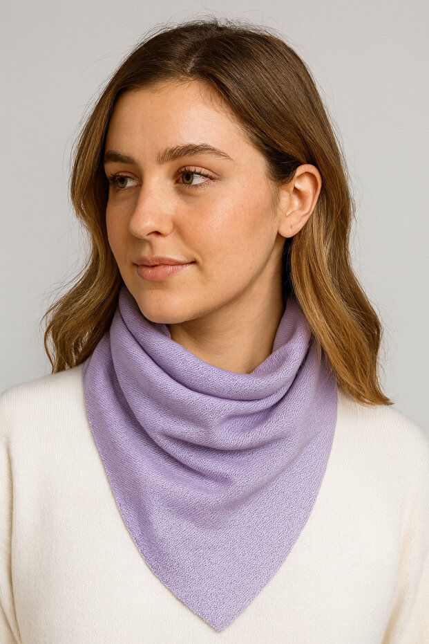 Tek Renk Triko Fular - 2