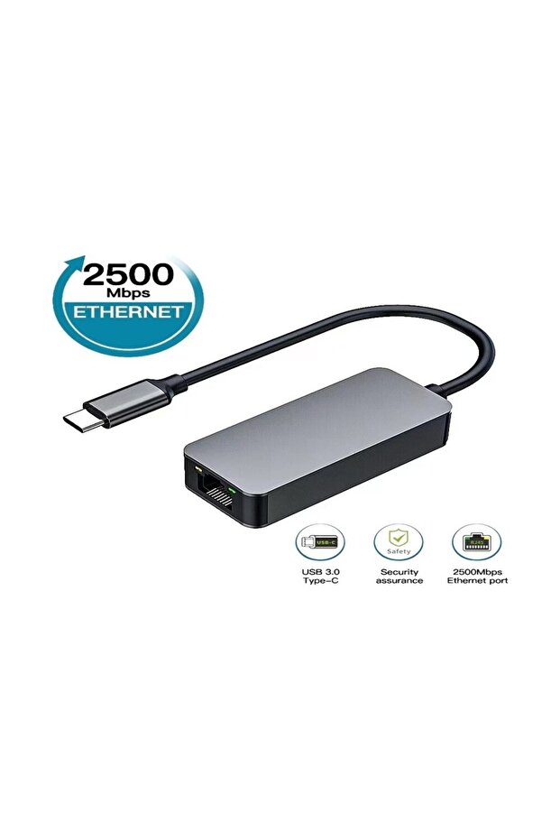 USB Type‑C to Rj45 2.5Gbps Gigabit Ethernet Adapter 2.5g | 2500 Mbps Speed, Gigabit / 2.5g U