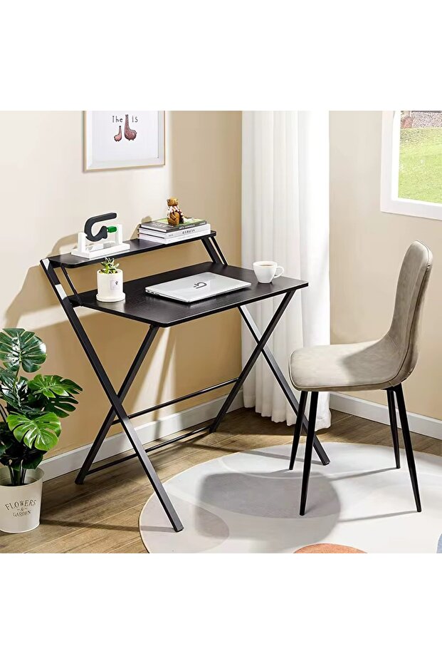 Foldable office table with practical design and top shelf for perfect organization - 5