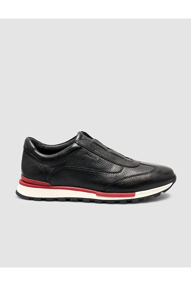 100% Genuine Leather Red Sole Men's Black Sports Shoes