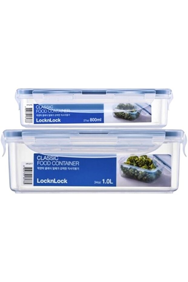 LocknLock HPL817SA2-1 Food Container | Rectangle | 2pc- Set | 800ml + 1000ml | Clear - 1