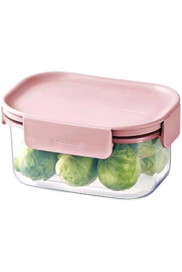 LocknLock Classic Plus Rectangle Food Container – 385ml Pink, 4-Side Locking, Stackable & Leakproof - 1