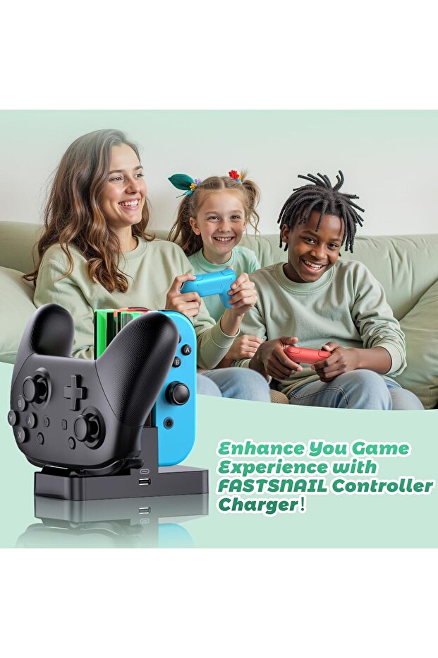 Controller Charger for Nintendo Switch & OLED - Joy-Con & Pro Controller Charging Station - 8