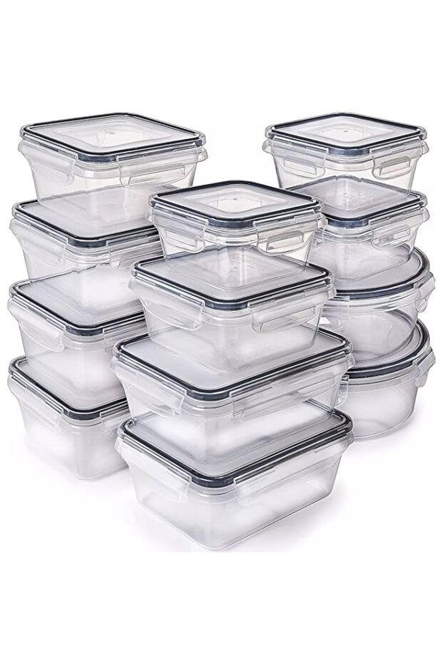 ATLANTUS Airtight Meal Prep Container Set with Locking Lids, 12pcs Re-usable Plastic Food Storage C - 1