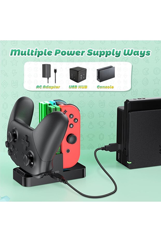 Controller Charger for Nintendo Switch & OLED - Joy-Con & Pro Controller Charging Station - 6