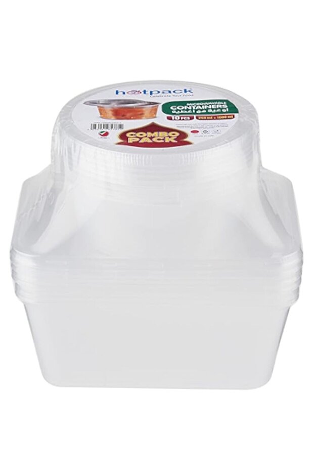 Hotpack Microwave Container 1000ml + 250ml, 5 Pieces each size - 1