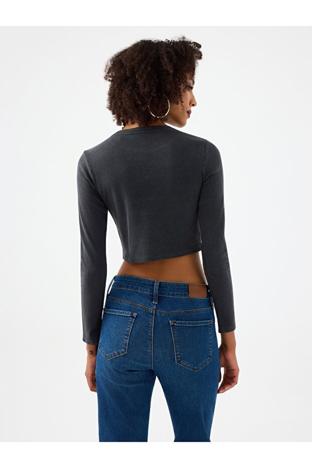 Slim Crop Fit Kadın Bluz U.kol - 3