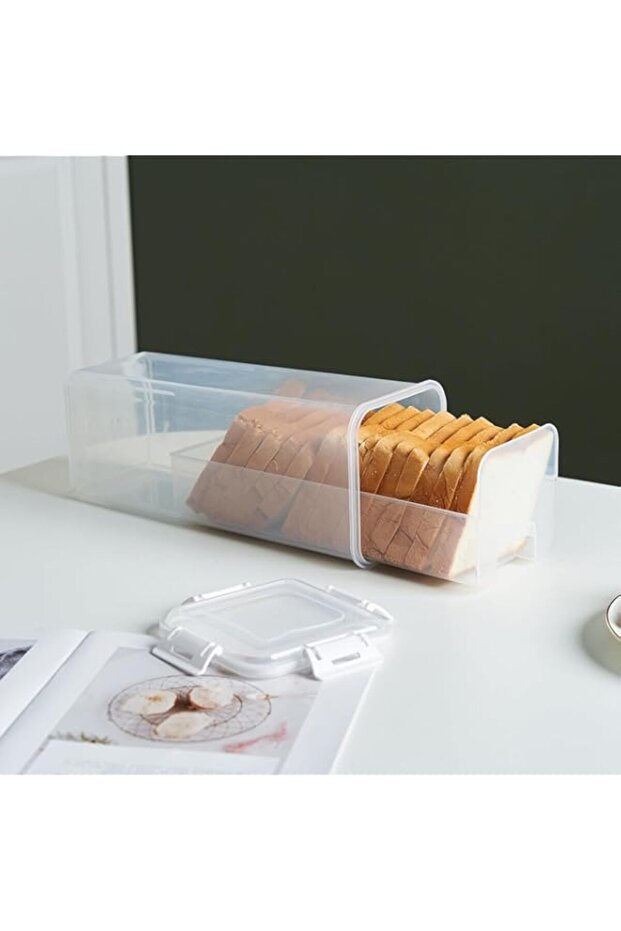 Bread Box with Tray,Bread Storage Container, Bread Drawer Container with Airtight Lid,Loaf Bread Ke - 1