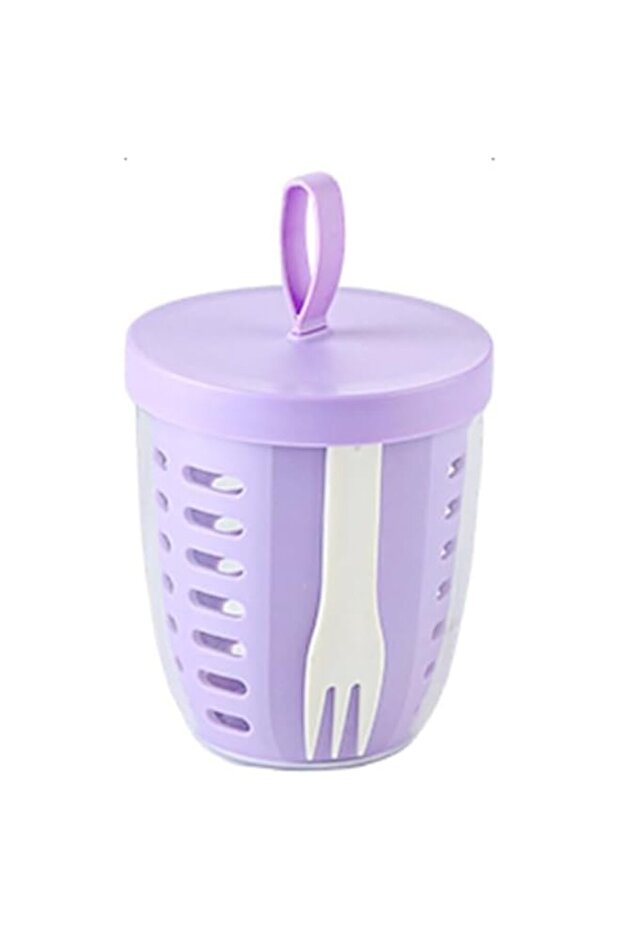 Tazweeq Fruit Salad Storage Cup With Lids and Fork, BPA-Free Airtight Container, Leak-Proof Portabl - 1