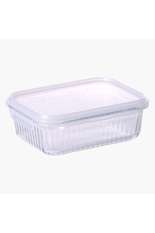 Wave Lock Rectangular Glass Food Container with Lid, 1.5 Liter Capacity