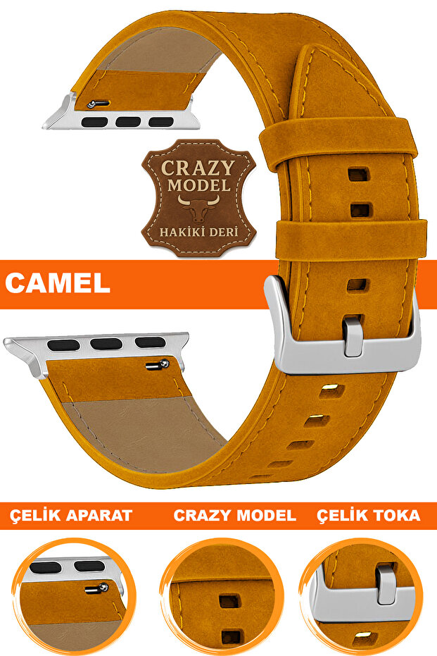 Apple Watch Compatible Series 1/2/3/4/5/6/Se/7/8/9 Ultra/Ultra2 42/44/45/49mm Crazy Leather Watch Band