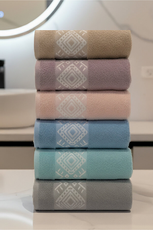 Authentic 100% Cotton 6 Pieces 50X90 Towels | Towel Set | Towel Set | Hand Face Towel | Dowry Towel