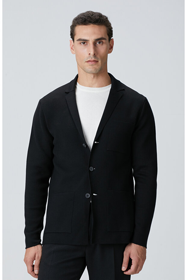 Siyah Triko Ceket - 4