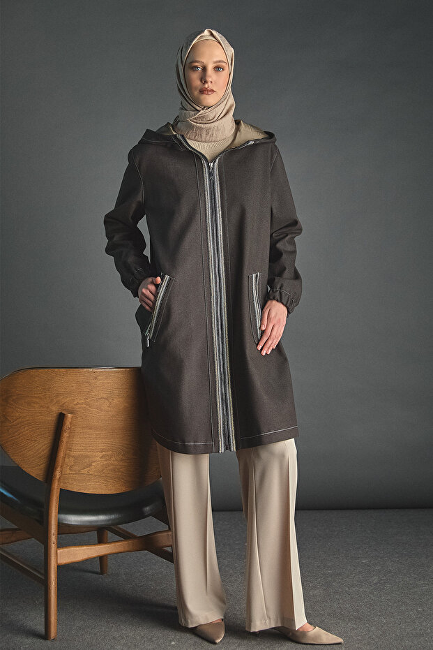 Kapüşonlu Oversize Kap - 1