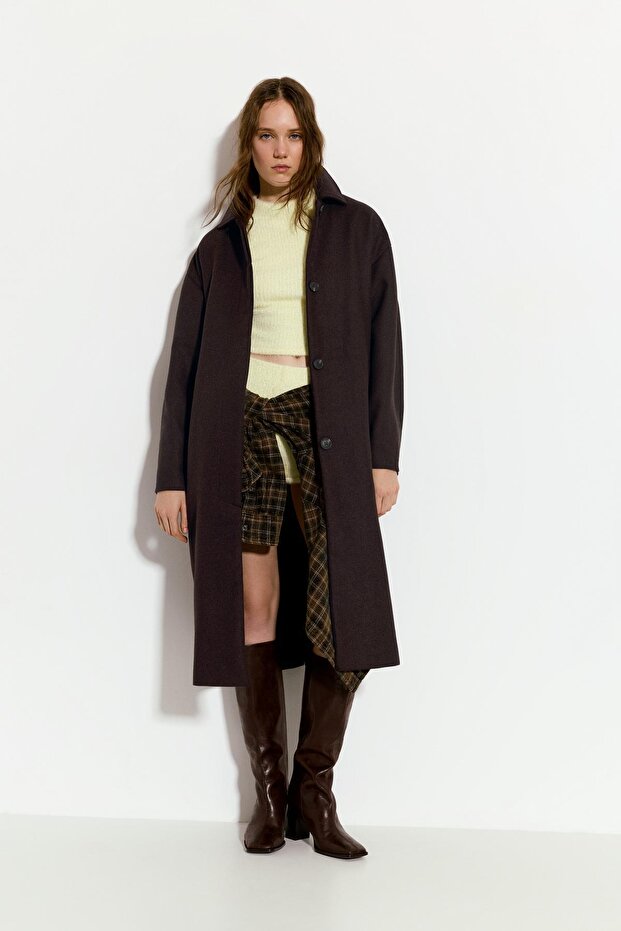 Kemerli kaşe palto - 2