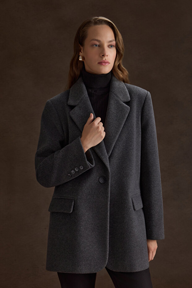 Oversize Fit Kalın Ceket - 1