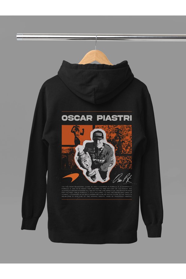 Oscar Piastri Printed Cotton Long Sleeve Fleece-Lined 3 Thread Quality Hooded F1 Sweatshirt