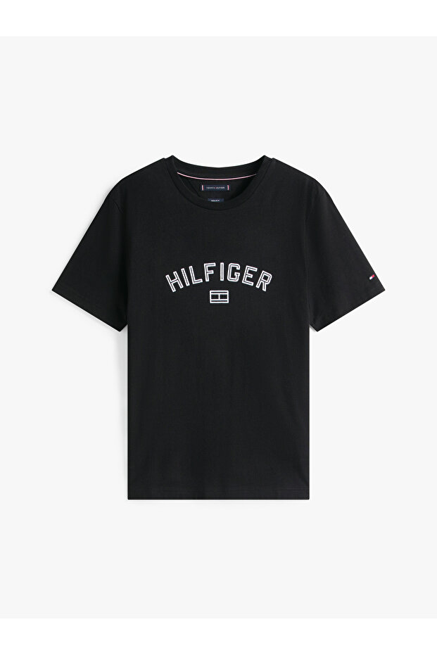 HILFIGER FLOCK TEE Erkek Siyah T-Shirt - MW0MW39357 - 5