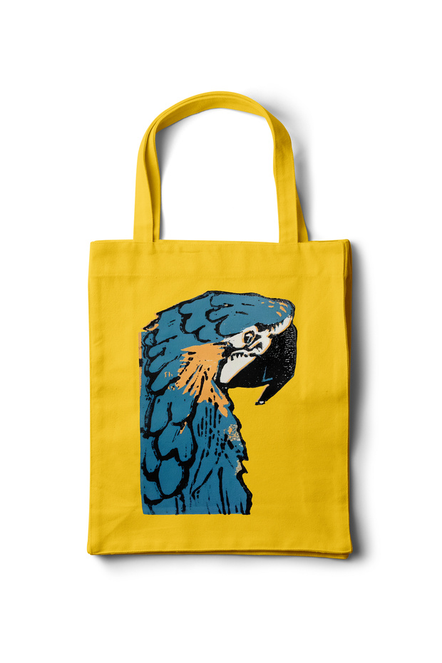 Sanatsal Gabardin Cloth Bag – Perroquet Design - 35X40