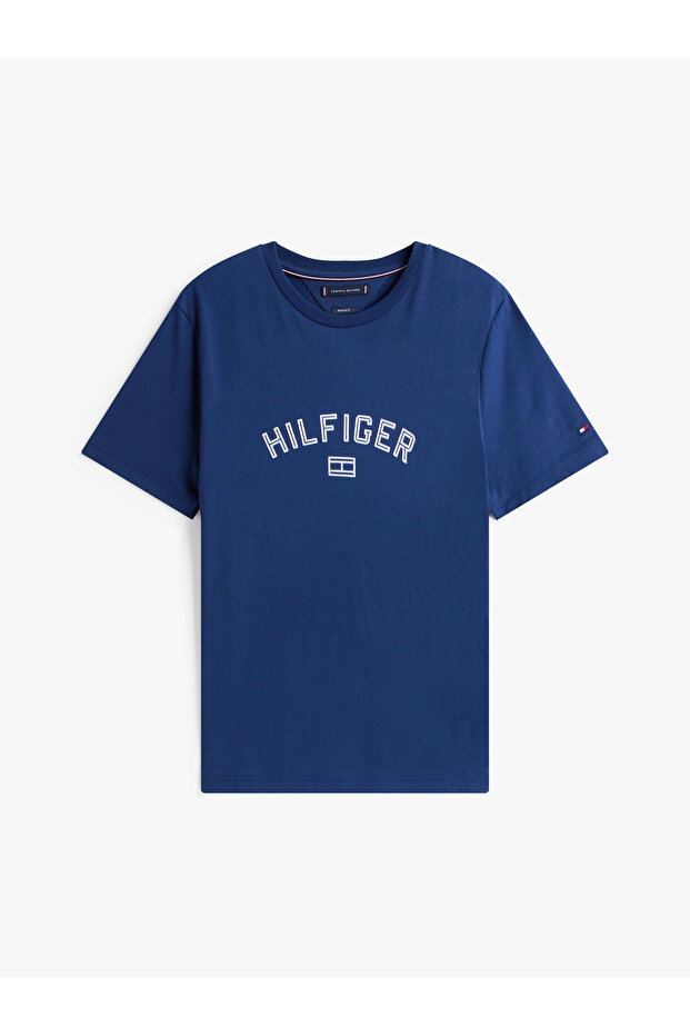 HILFIGER FLOCK TEE Erkek Mavi T-Shirt - MW0MW39357 - 5