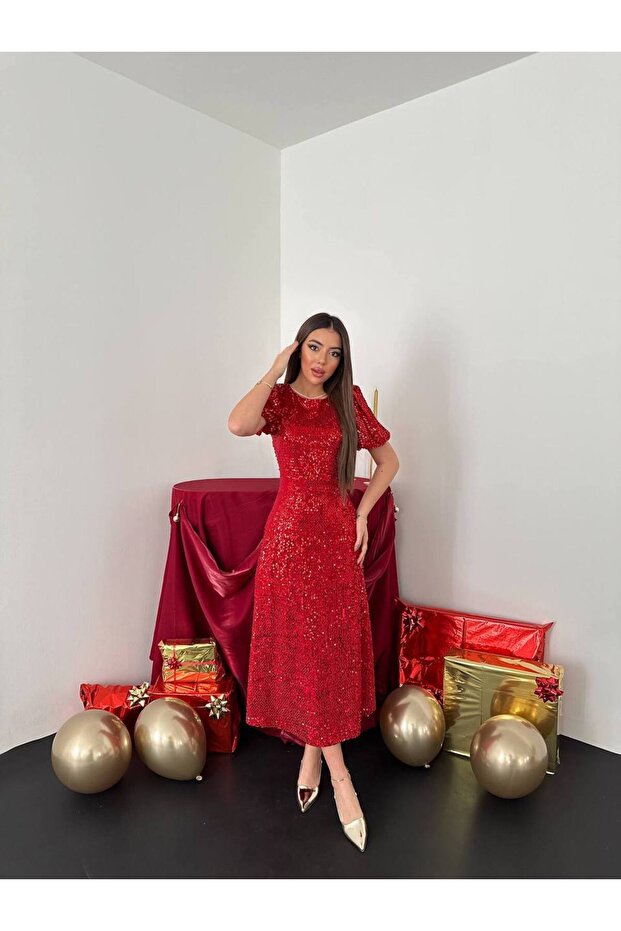 Kadın Midi Boy Pulpayet Elbise - 1