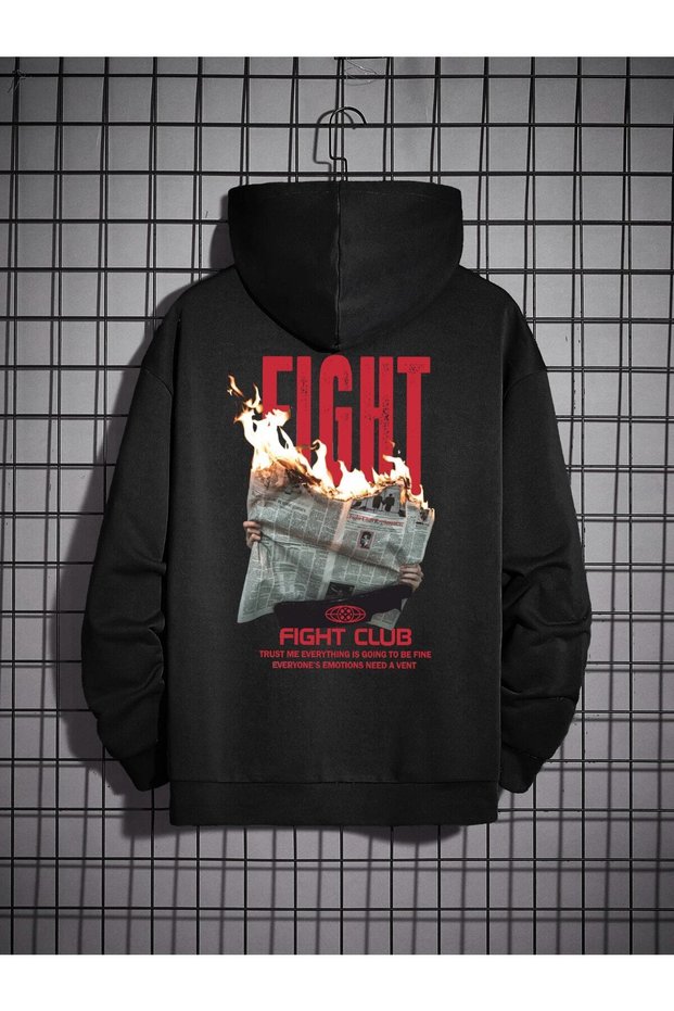 Oversize Unisex Fight Club Printed 2 Thread Raised Sweatshirt Hoodie