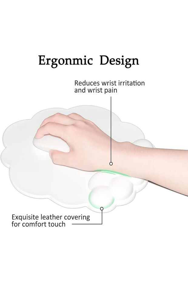 Cloud-shaped Memory Foam Wrist Rest Set for Keyboard and Mouse, 4 Pieces - 1