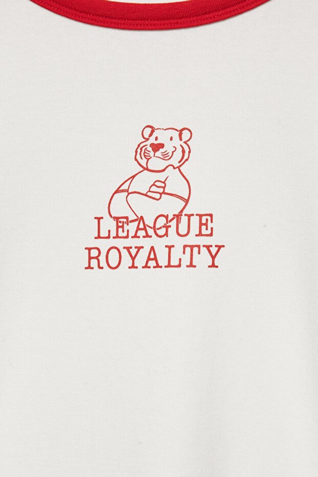 Ribanalı kaplan grafik baskılı tişört - 7