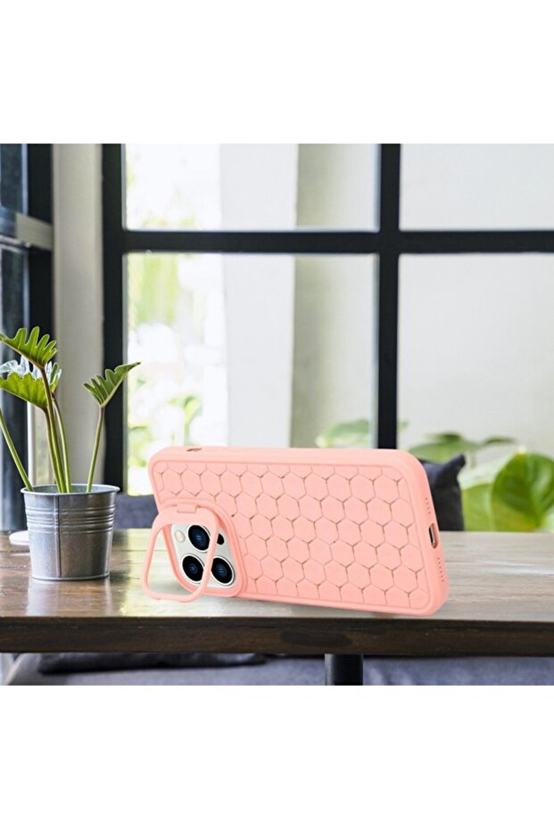 TPU Protective Case for Apple iPhone 14 — 3D Cube, Ring Camera Protector, Pink - 7