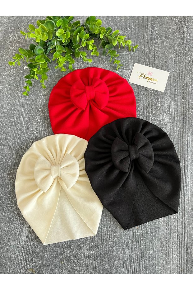 Baby Girl Bow Detailed Knitwear Bonnet