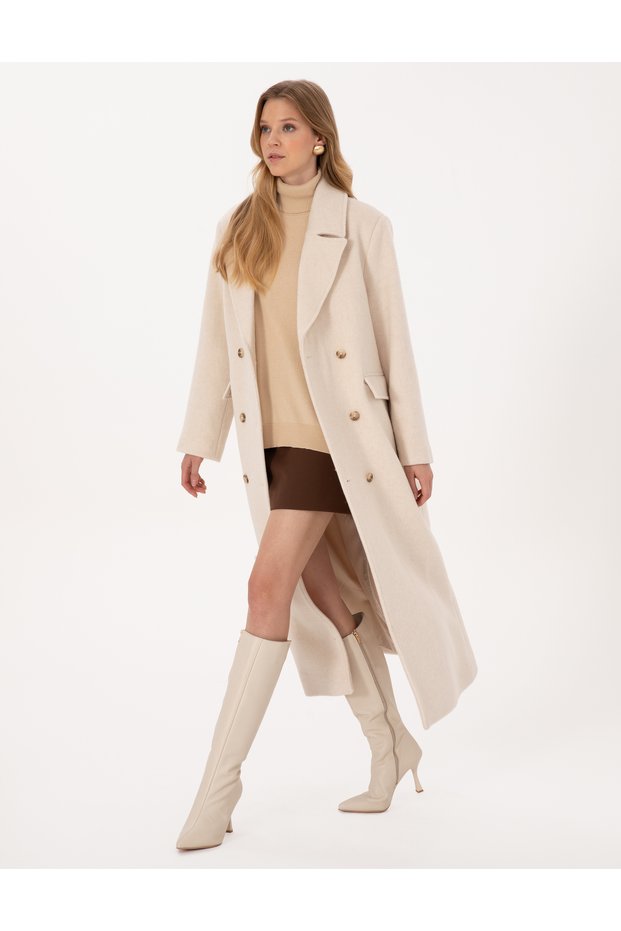 Ecru Cashmere Coat 50314331-Vr019