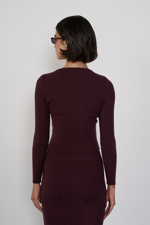 Düğmeli Triko Bluz - 4