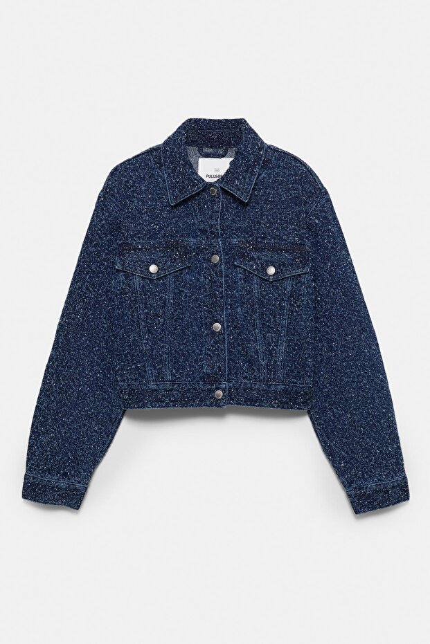 Dokulu denim ceket - 6