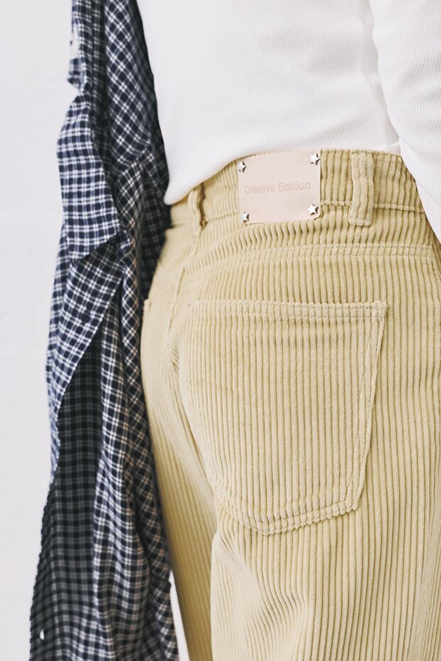 Kadife geniş paça pantolon - 3