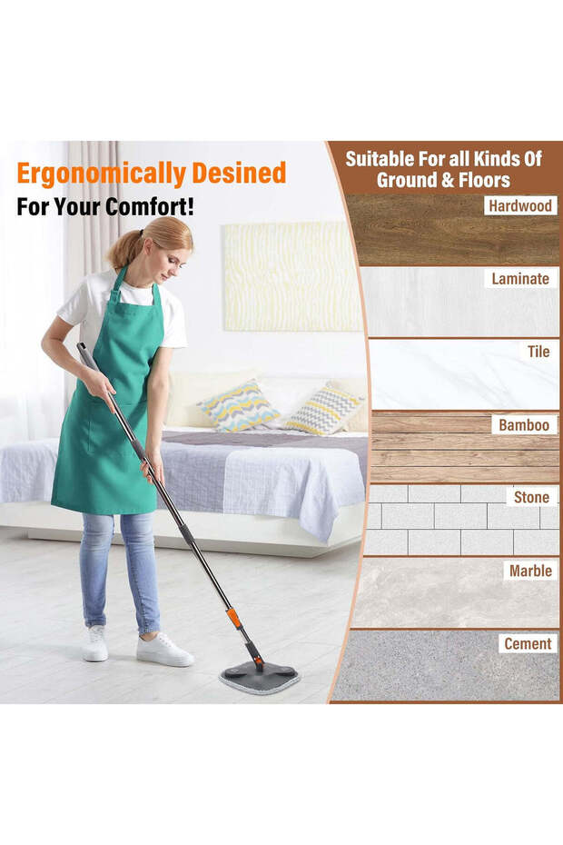 Spin Mop and Bucket Set with 3 macrofibre Replaceable Mop Pads - 3