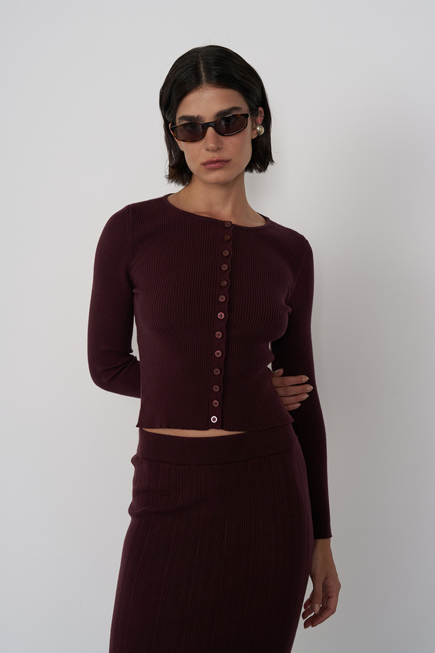 Düğmeli Triko Bluz - 2