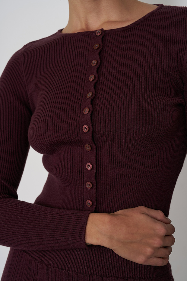 Düğmeli Triko Bluz - 3