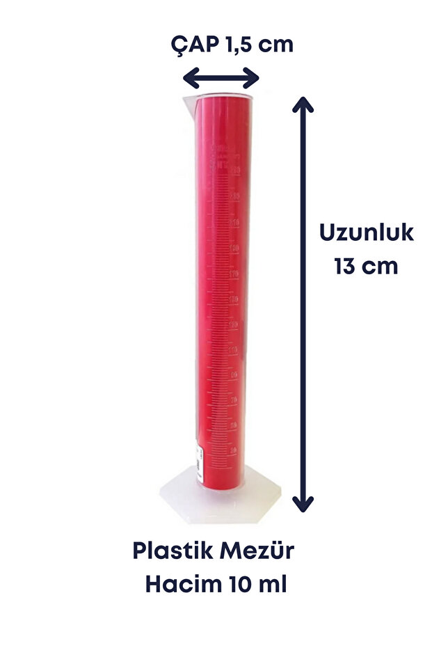 Plastik Mezür 8'li Set (10ml,25ml-2 adet) ve (50ml,100ml,250ml,500ml-1 adet) Taksimatlı Ölçü - 2