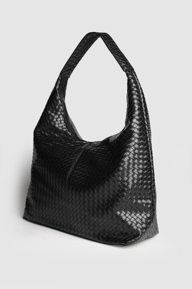 Women's Large Size Handbag Shoulder and Tote Bag - Large Volume Patterned Black