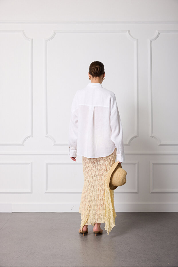 %100 Keten Basic Gömlek - 5