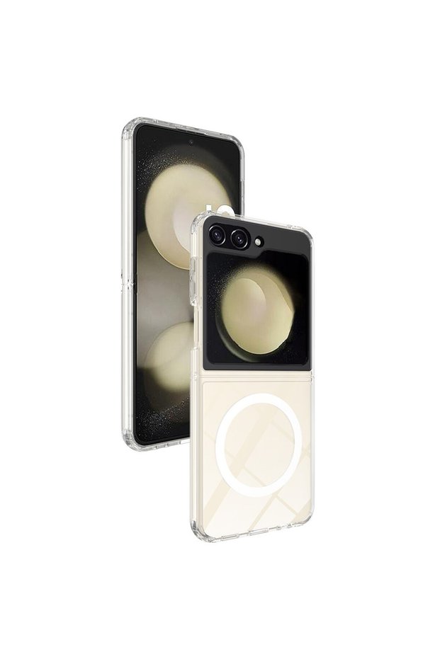Samsung Galaxy Z Filp 5 Case Non-Yellowing Magsafe Mica Lightweight Hard Glossy Transparent Cover