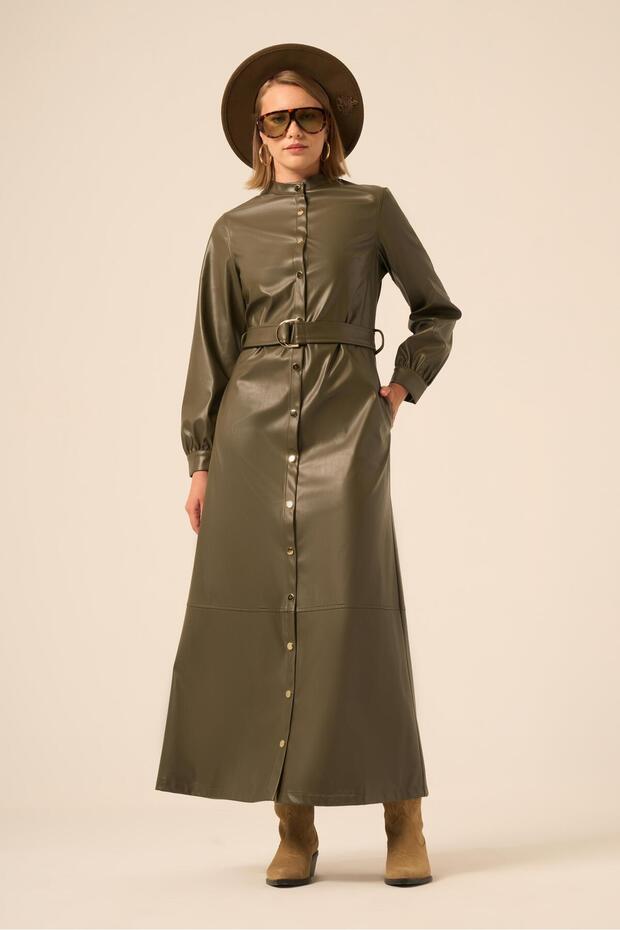 Women's Leather Dress Khaki 31225