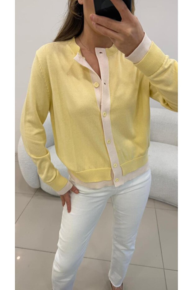 KOL VE ÖNÜ ŞERİTLİ HIRKA SARI - 7